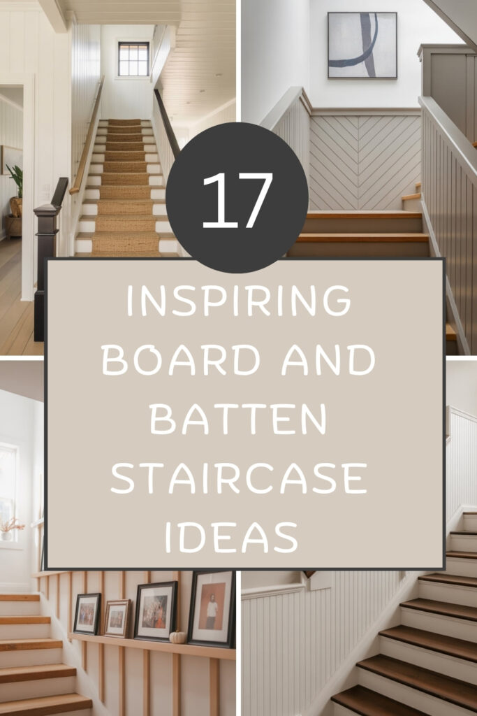 Title image for board and batten staircase ideas blog.