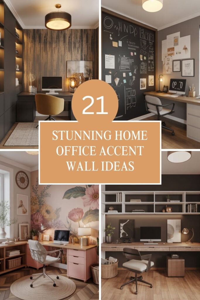 Title image showing title and home office accent wall ideas pictures.