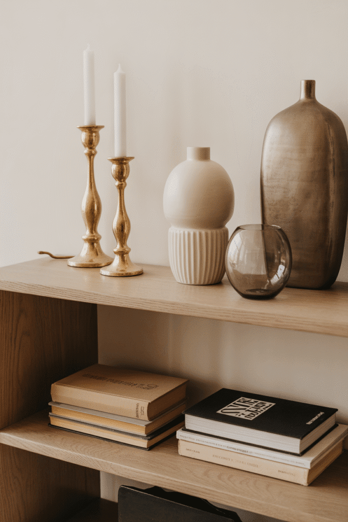 Varying heights in decor create depth and visual interest.

