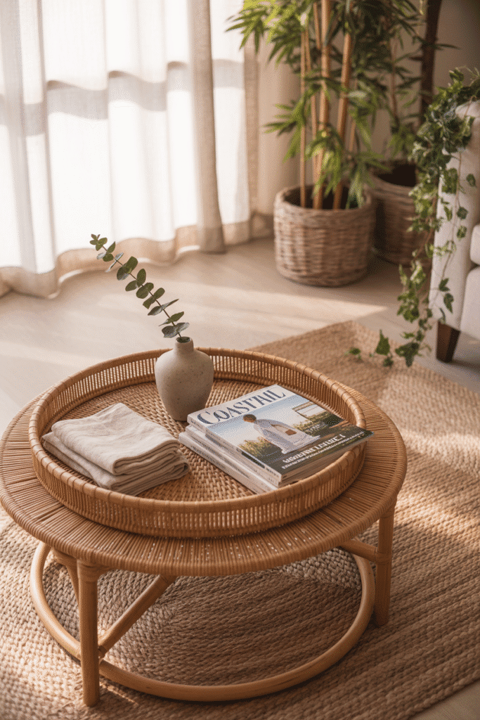 Natural textures like jute and rattan bring earthy spring warmth to a space.