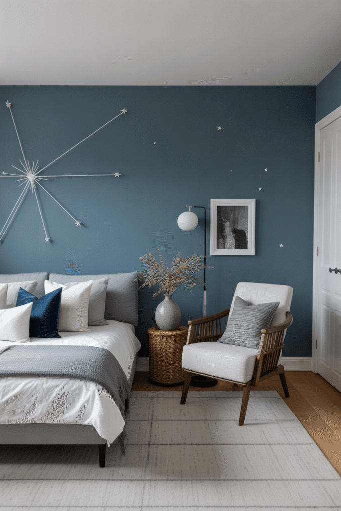 Sherwin-Williams North Star creates a soft, cohesive blue gray palette.

