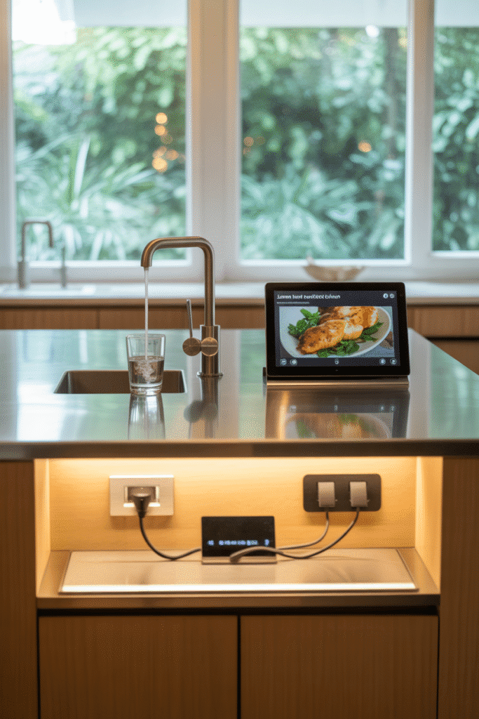 Tech-integrated kitchen with sleek smart features for modern living in 2025.