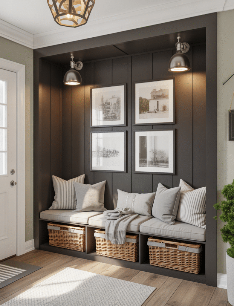 Featured image for entryway board and batten wall ideas.