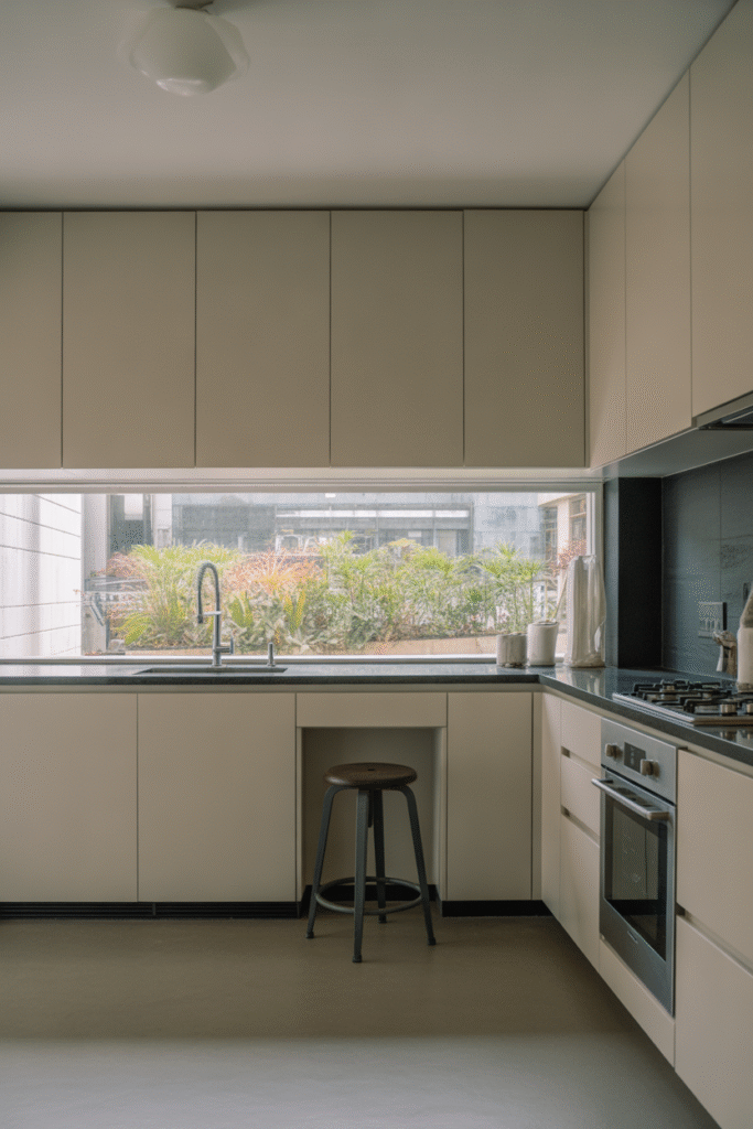 Modern kitchen showing awkward cabinet heights causing accessibility issues