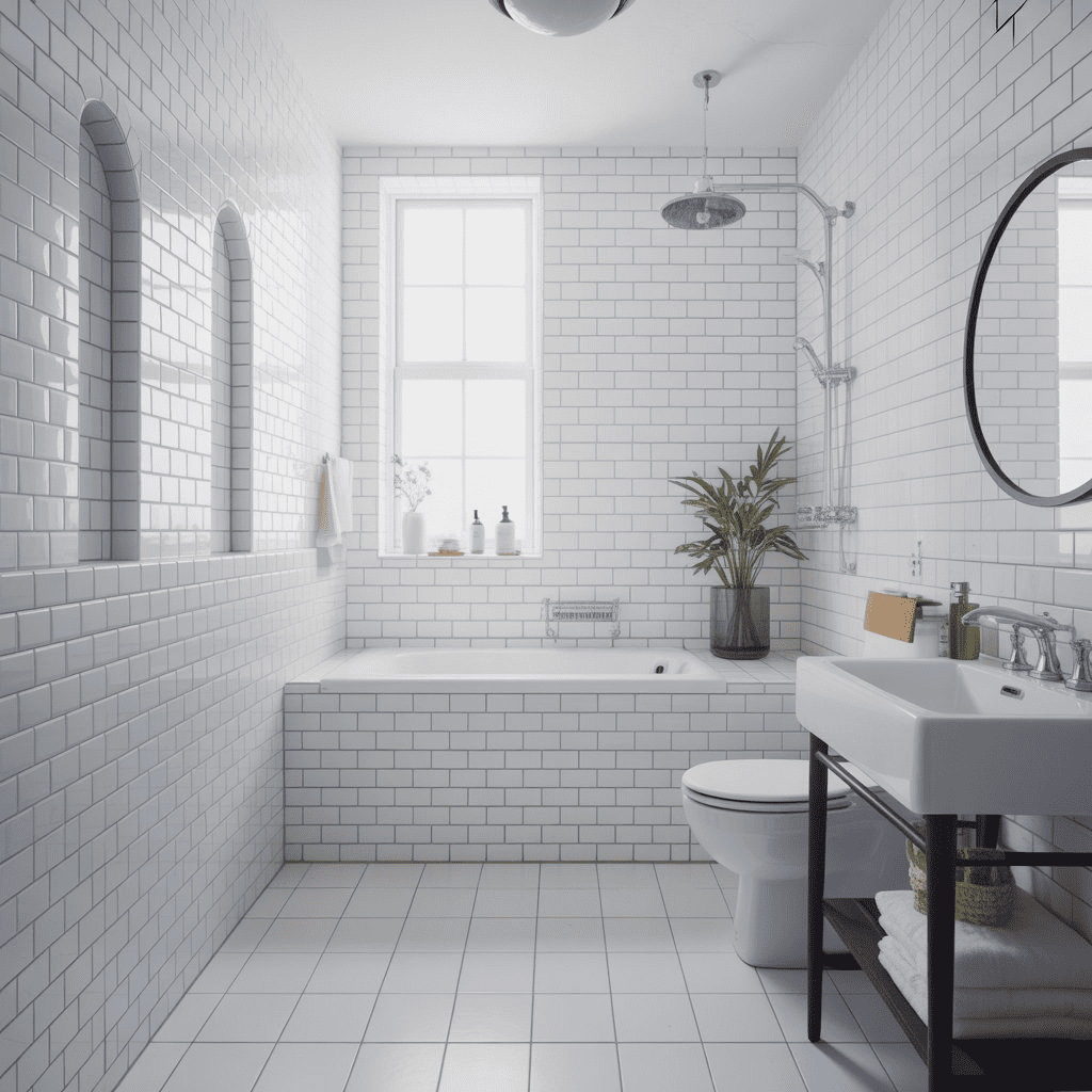 An all-white tile palette makes small bathrooms feel open, bright, and airy.