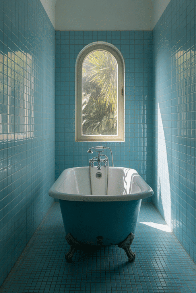 Glossy tiles enhance brightness and openness in small bathroom spaces.