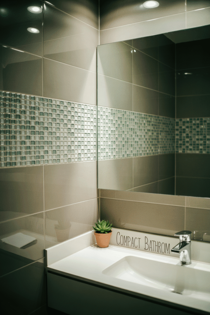 A mosaic tile strip adds sparkle and detail without overwhelming the space.