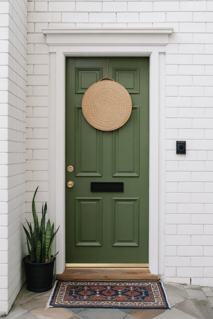 A colorful front door or accent wall brings character to small entry spaces.