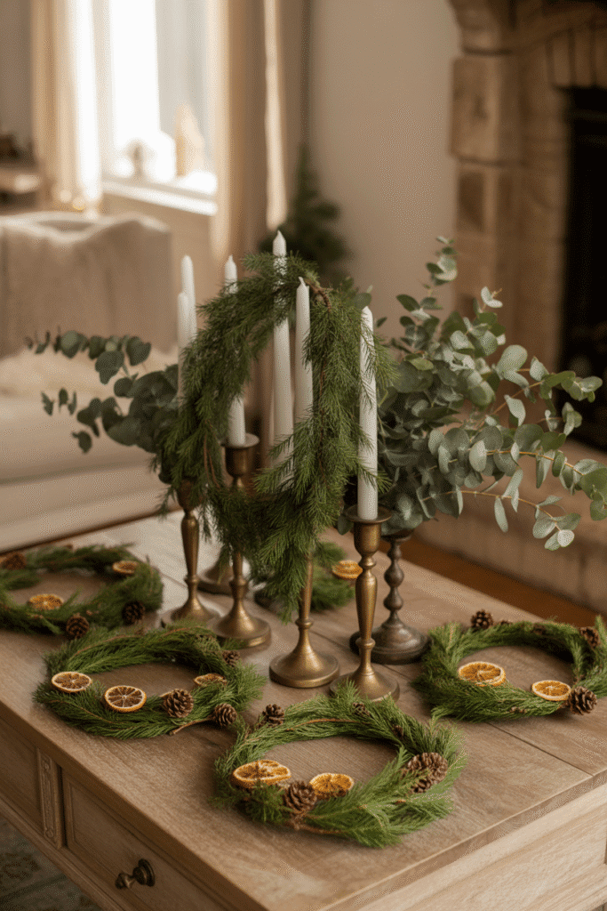 Natural greenery adding freshness and a Christmas vibe to home decor.