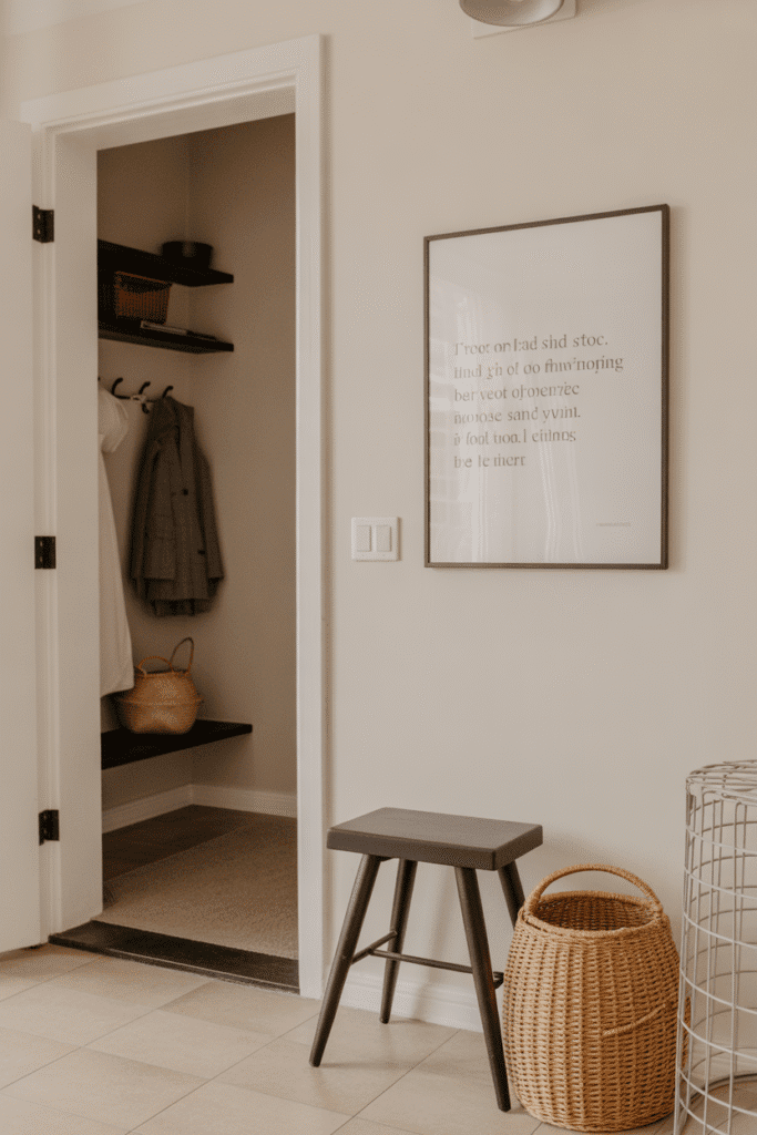 One standout piece of art or signage adds personal flair to an entryway.