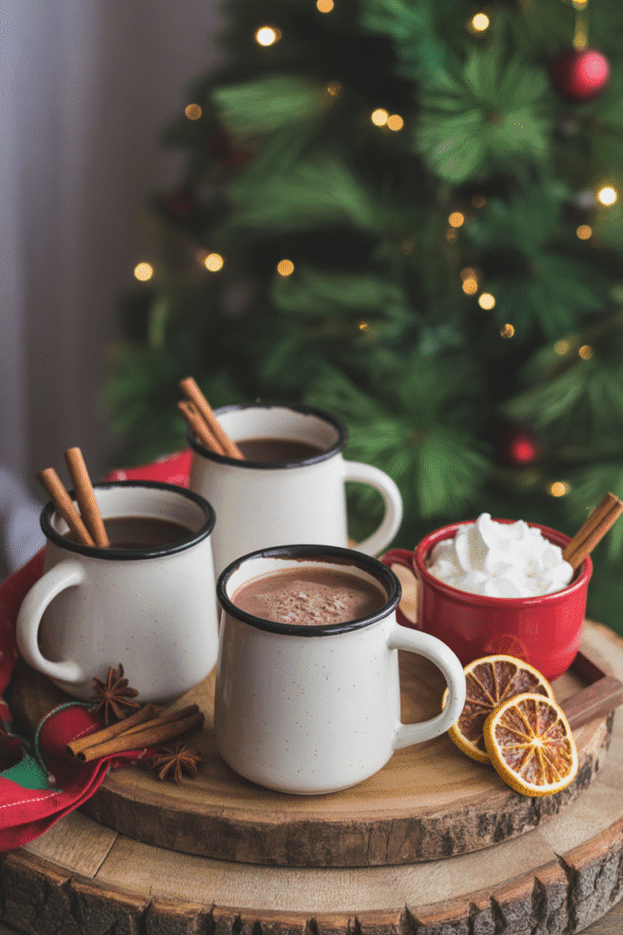Cozy hot cocoa station perfect for holiday gatherings.