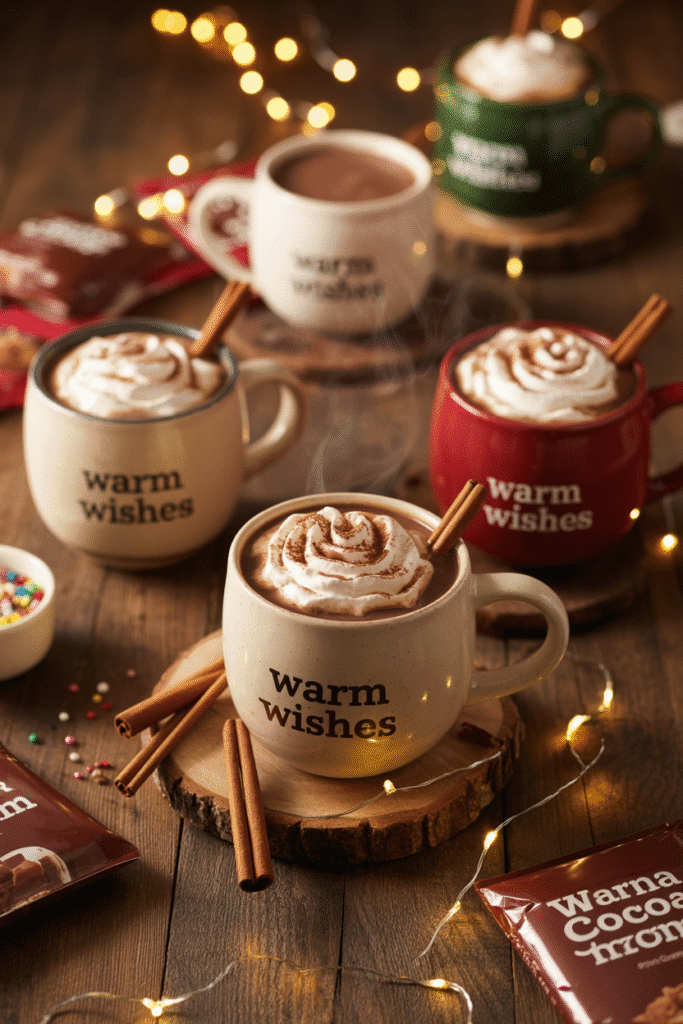 Cozy hot cocoa station perfect for holiday gatherings.