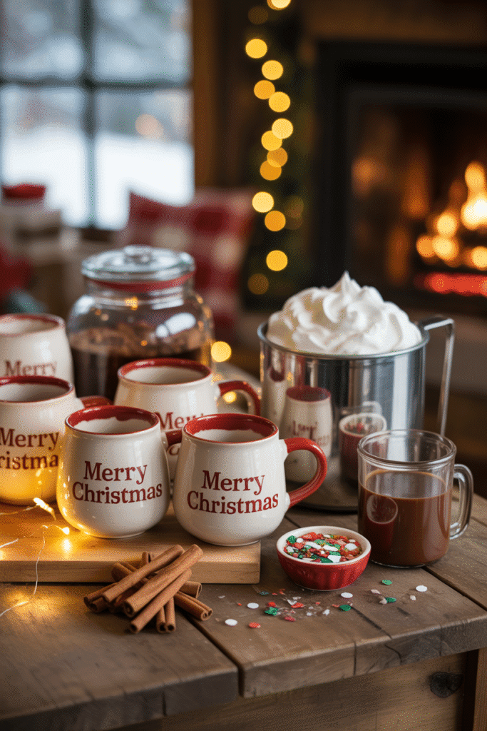 Cozy hot cocoa station perfect for holiday gatherings.