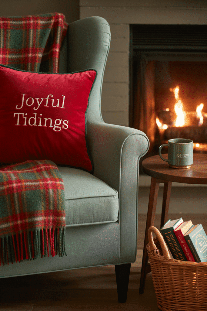 Cozy Christmas reading nook perfect for quiet winter moments.