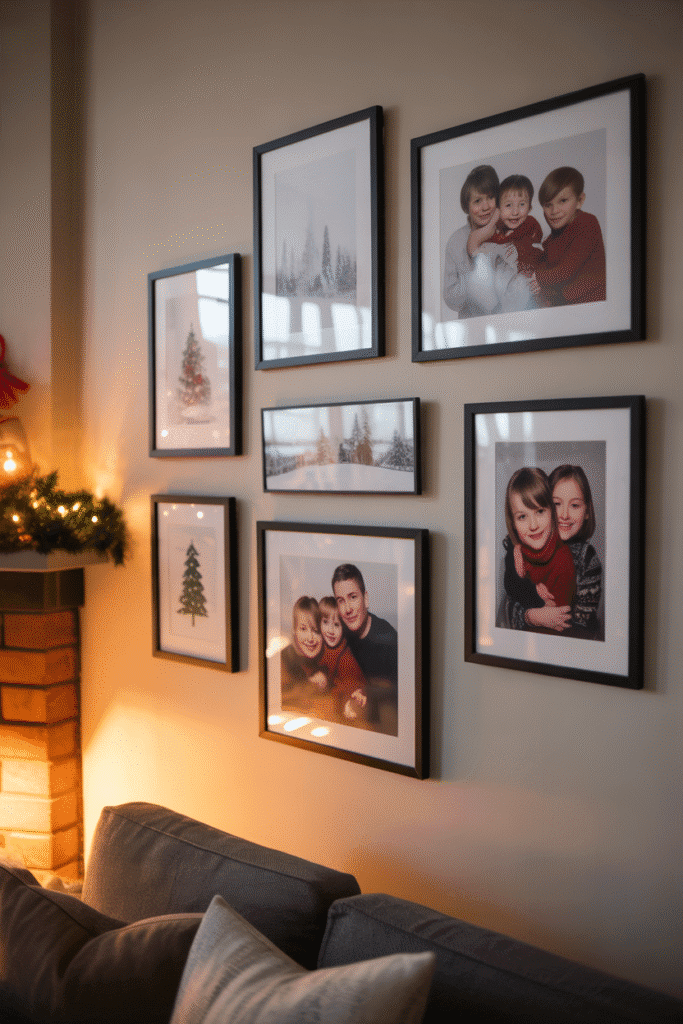 Seasonal artwork adding style and festive cheer to living room decor.