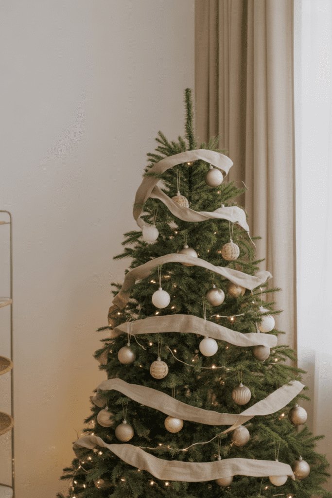 Scandinavian minimalist Christmas tree with simple and serene aesthetic.