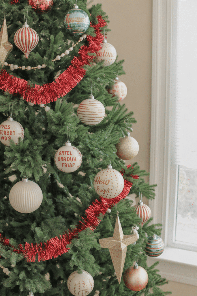Vintage themed Christmas tree evoking nostalgic holiday memories.