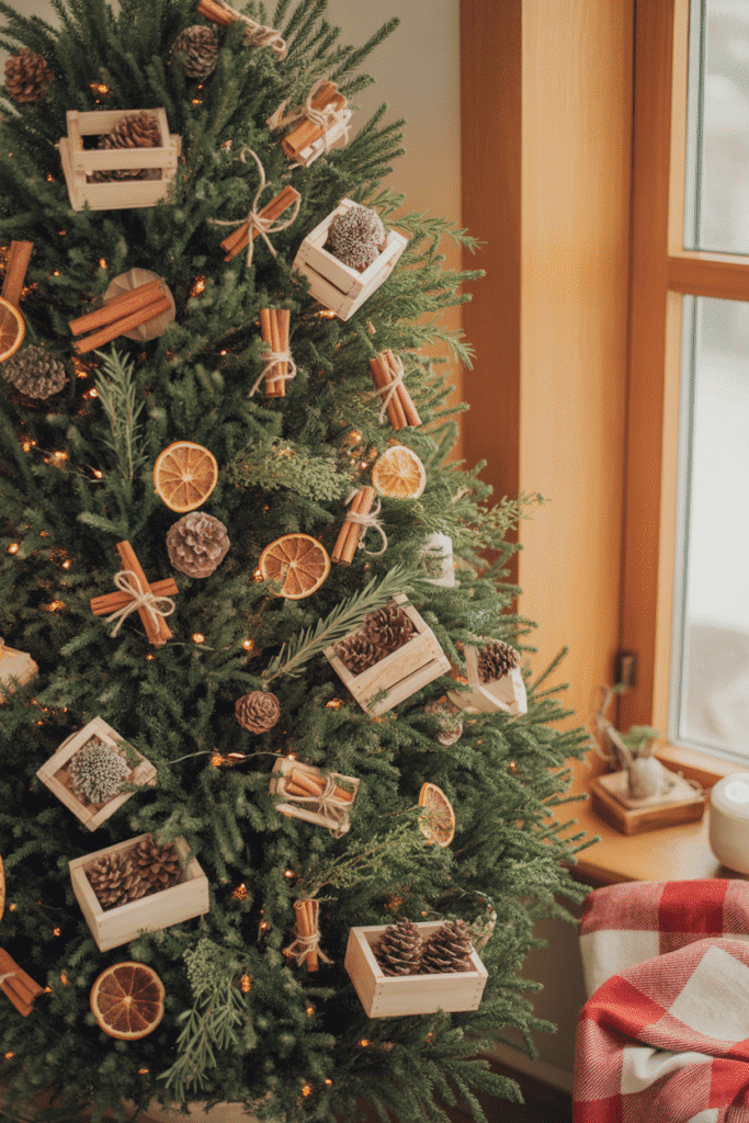 Farm-to-table inspired Christmas tree with natural edible decorations.