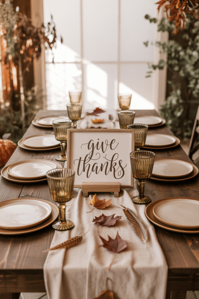 Bohemian Thanksgiving table setting with layered textiles and patterns.