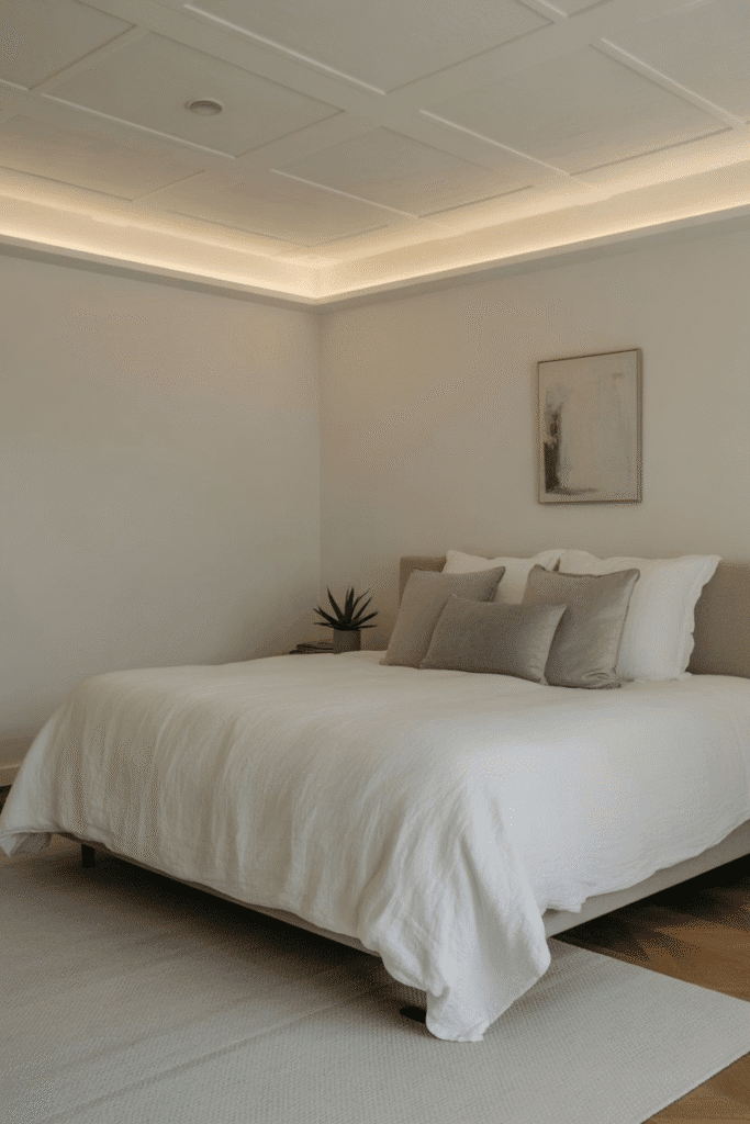 Knockdown ceiling texture offers a subtle, modern finish that hides imperfections.