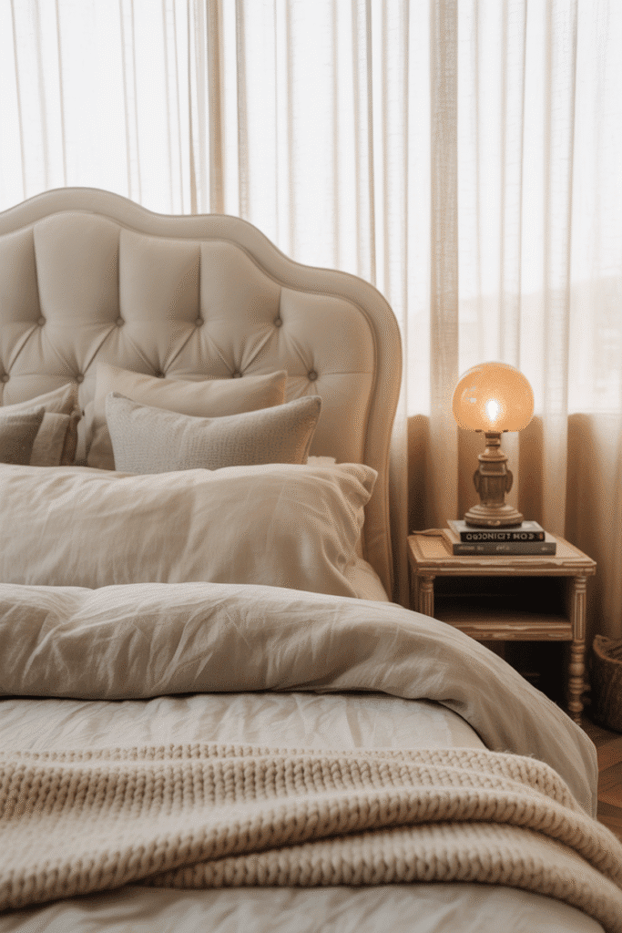 As a part of neutral bedroom ideas this picture shows neutral bedrooms can lean minimalist or cozy luxe, depending on personal style.