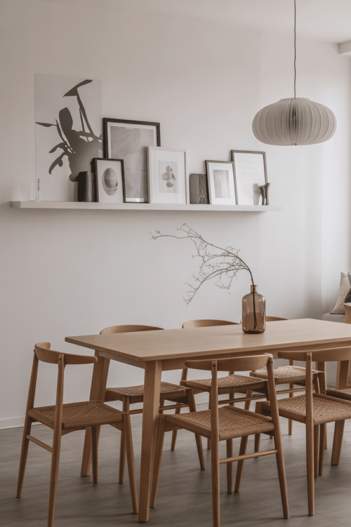 Picture ledges allow for an easy, flexible gallery wall that can be updated anytime.

