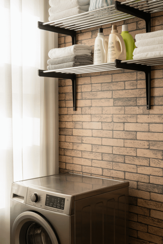 Faux tile wallpaper mimics real surfaces for a stylish, easy-to-clean finish.