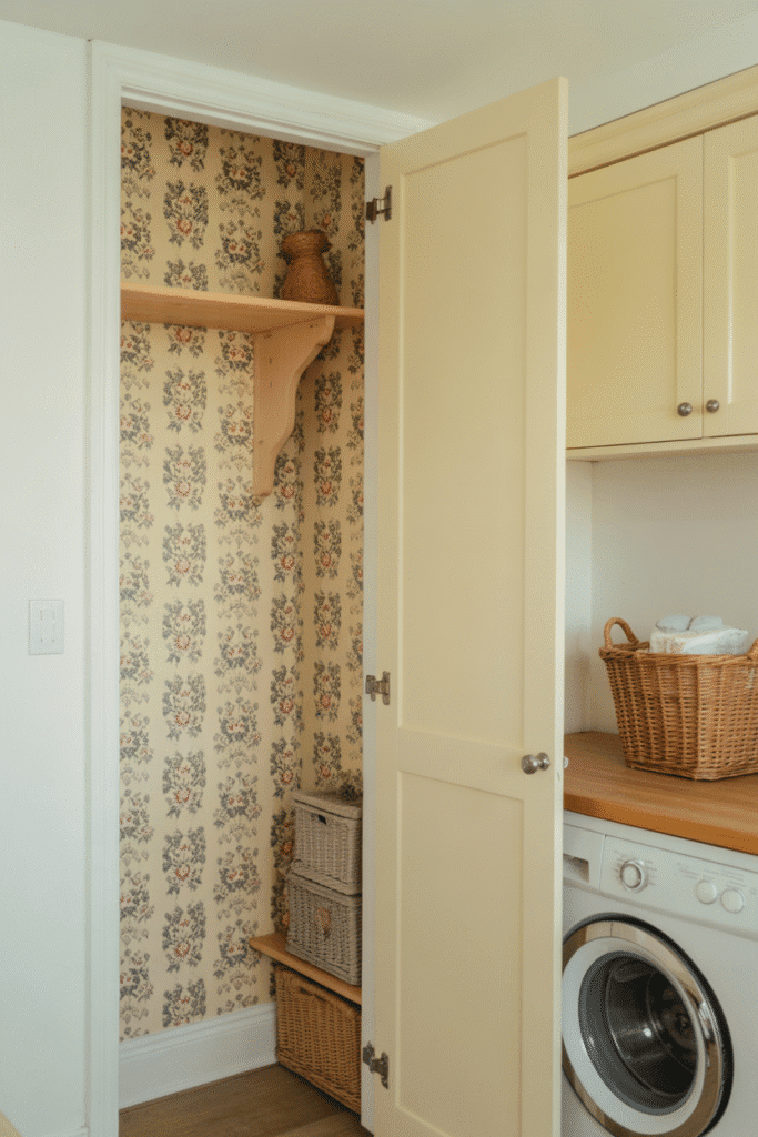 Wallpaper inside cabinets or drawers adds a hidden layer of charm and detail.