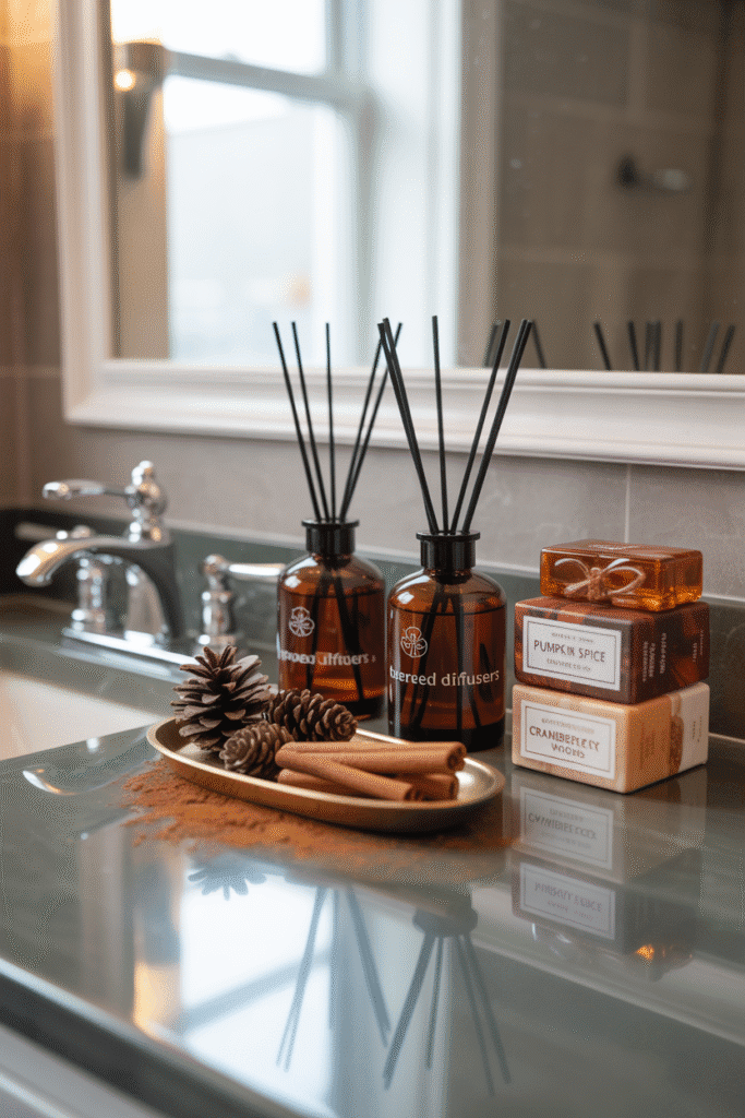 Featured image for fall bathroom decor ideas.