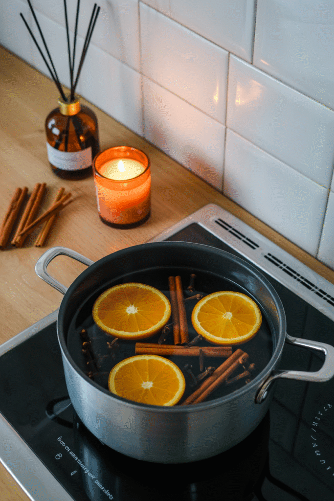 Fall scents like citrus and spice create a cozy, inviting kitchen atmosphere.