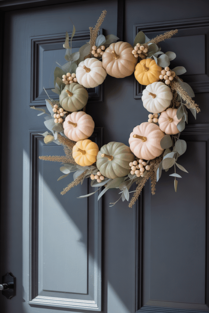 Painted pumpkin wreath is fun, creative, and fully customizable for any fall style.

