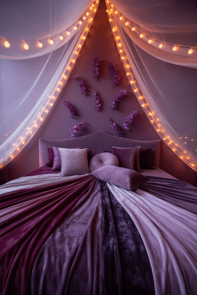 Featured image for moody purple bedroom.