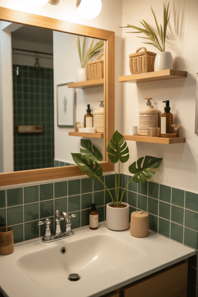Organic modern bathroom with sustainable natural materials.