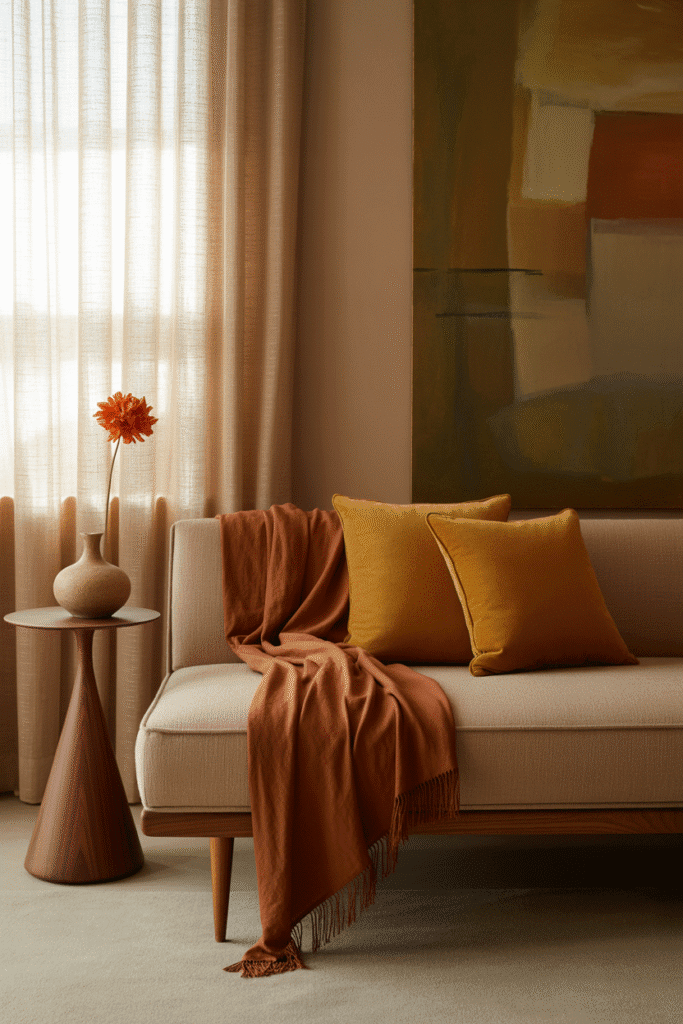 Cozy mid-century modern living room