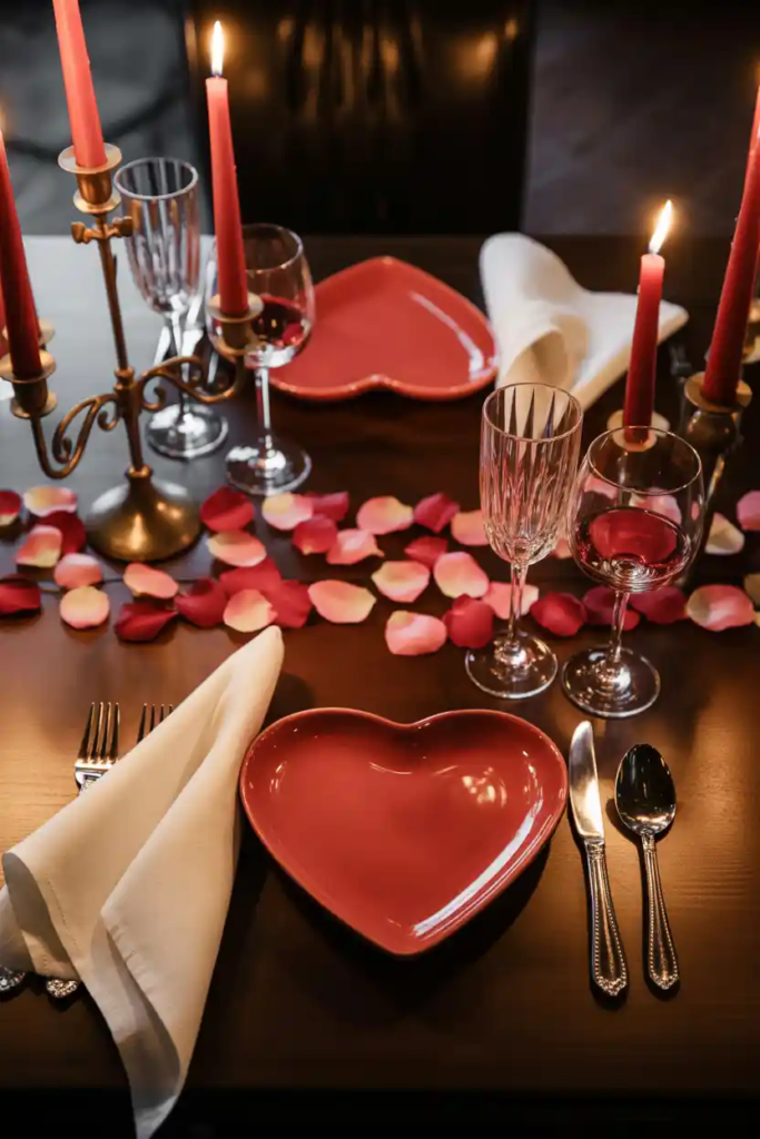 Heart accent valentine table decor ideas with subtle romantic details