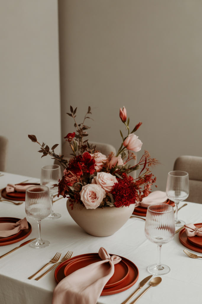 Statement centerpiece valentine table decor ideas for a romantic table setting