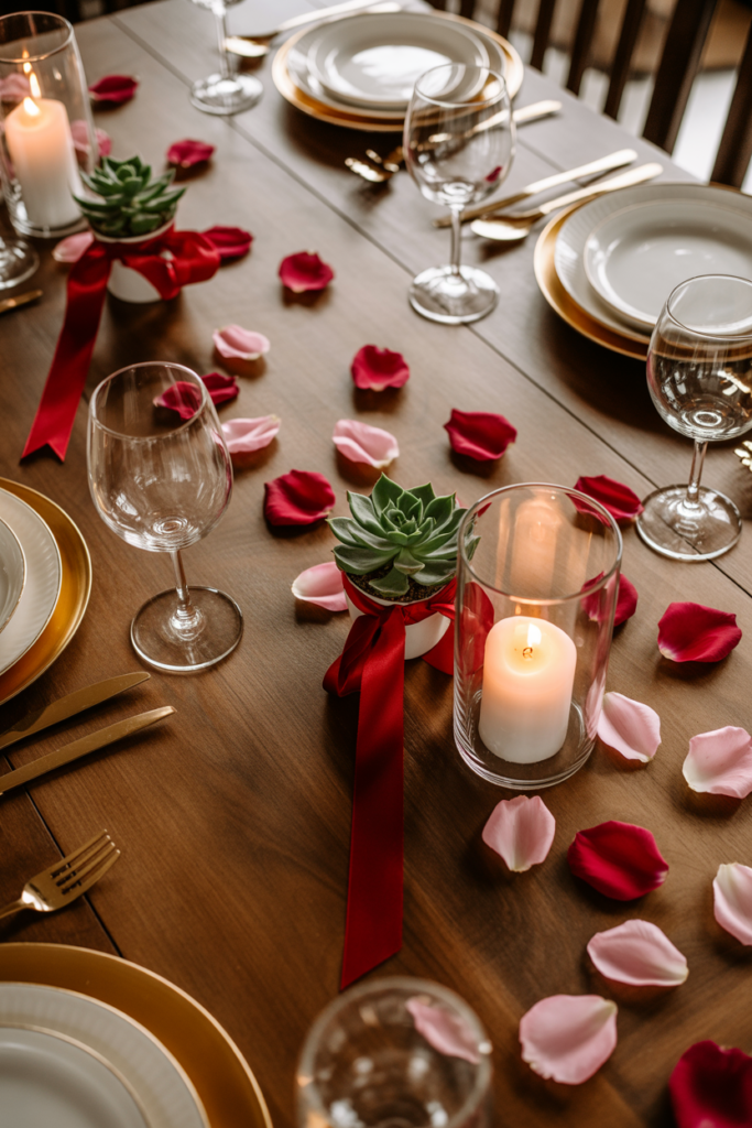 Tablecloth free valentine table decor ideas with modern styling
