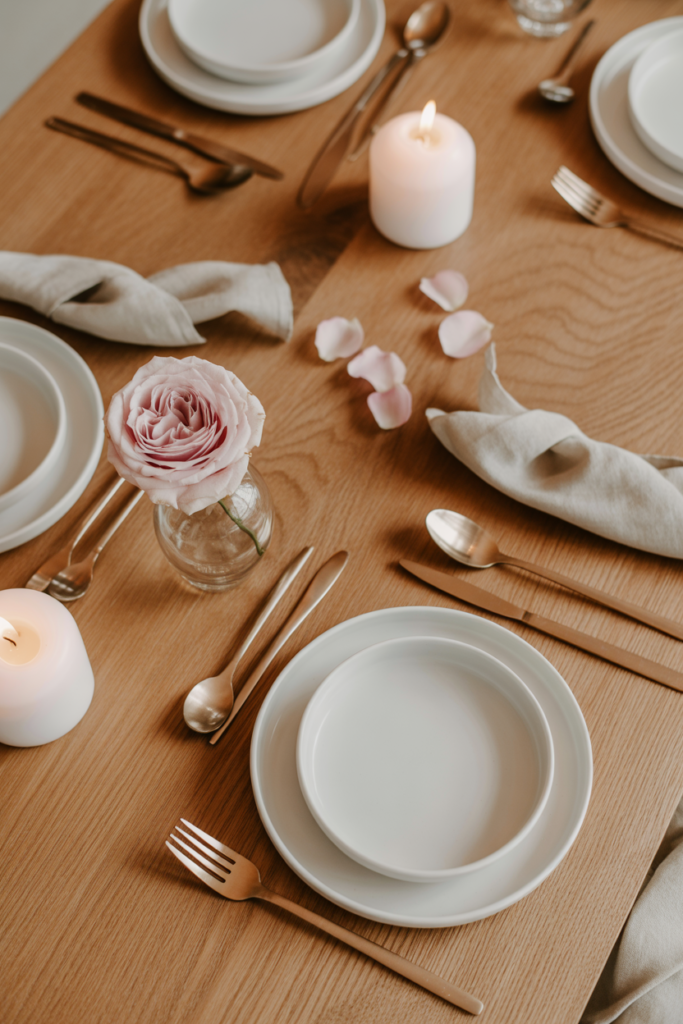 Minimal valentine table decor ideas with clean and simple styling