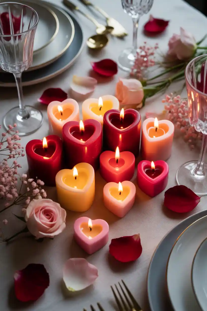 Heart accent valentine table decor ideas with subtle romantic details