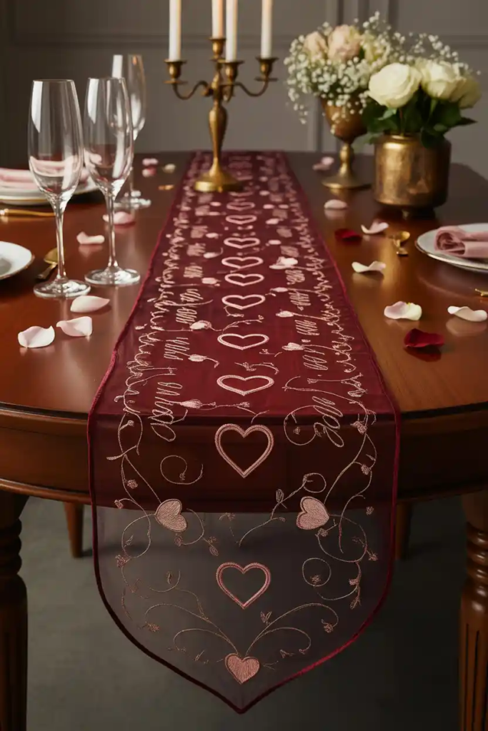 Place setting valentine table decor ideas with chargers and folded napkins