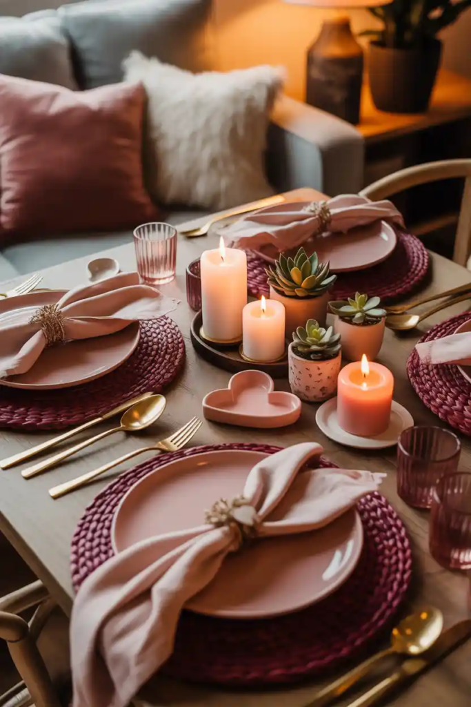 Tablecloth free valentine table decor ideas with modern styling